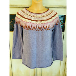 EUC Sundance Piper Lavender Fair Isle Sweater eyelash yarn detail | See Desc